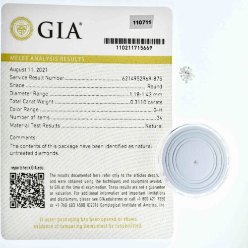 Diament GIA do oprawy bocznej 1,18-1,43mm G-H 1szt