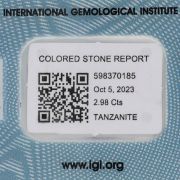 Tanzanit 2,98ct z certyfikatem IGI na pierścionek