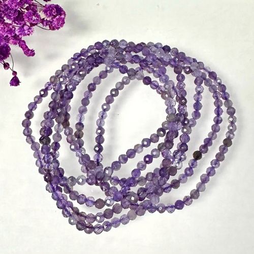 Bransoletka z naturalnego ametystu 4mm fasetowana