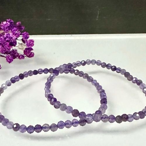 Bransoletka z naturalnego ametystu 4mm fasetowana