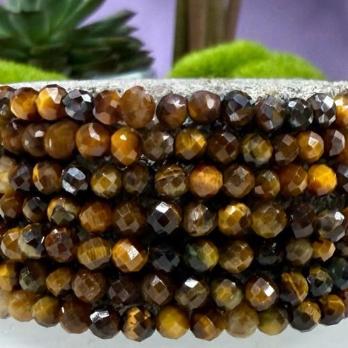 Bransoletka z naturalnego tygrysiego oka 4mm fasetowana