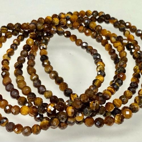 Bransoletka z naturalnego tygrysiego oka 4mm fasetowana