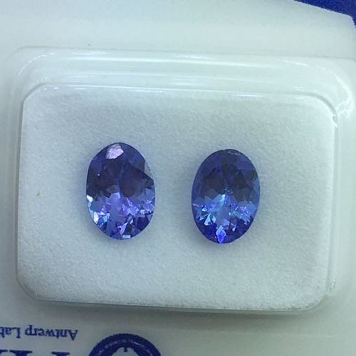 Tanzanit para na kolczyki z certyfikatem ALGT