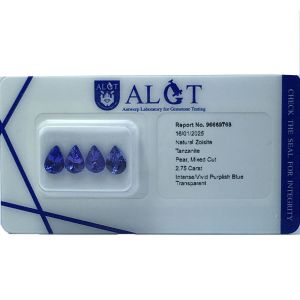 Tanzanit łezka 4szt zestaw z certyfikatem ALGT