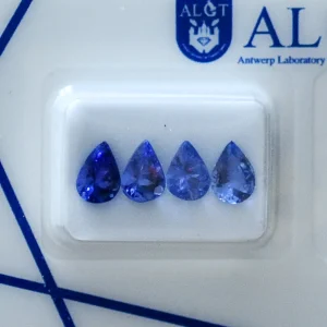Tanzanit łezka 4szt zestaw z certyfikatem ALGT