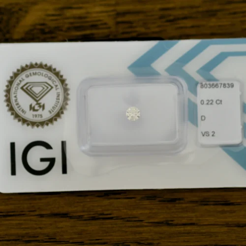 Diament na pierścionek zaręczynowy brylant 0,22ct VS2 D IGI