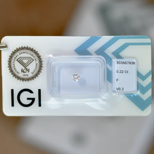 Diament na pierścionek zaręczynowy brylant 0,22ct VS2 F IGI