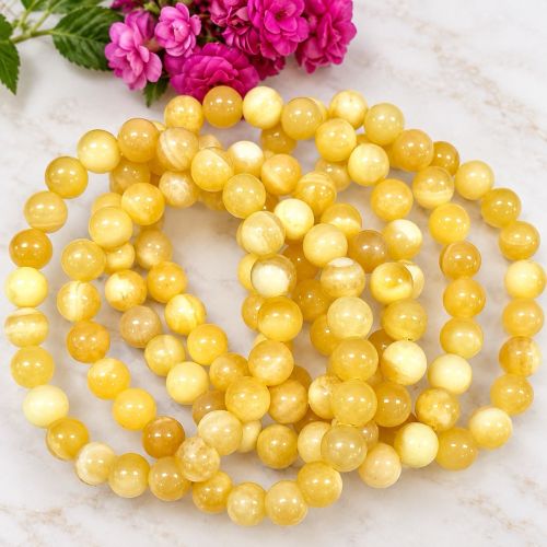 Bransoletka z naturalnego żółtego kalcytu 8mm