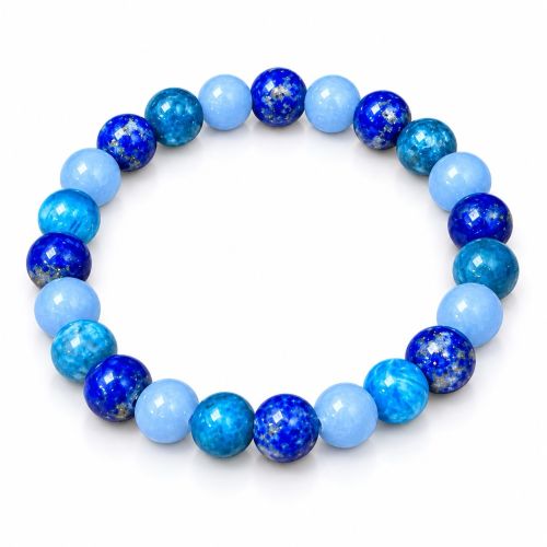 Bransoletka z naturalnego apatytu, angelitu i lapis lazuli 8mm