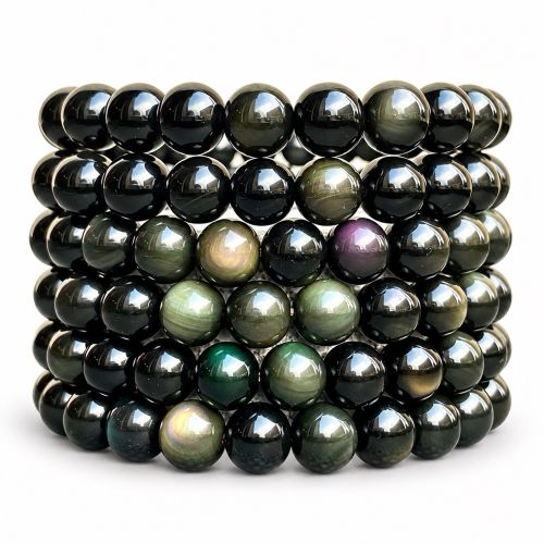 Bransoletka z naturalnego obsydianu tęczowego 8mm